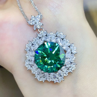 shining diamond white around a green shining stone with flecks of blue's and green's