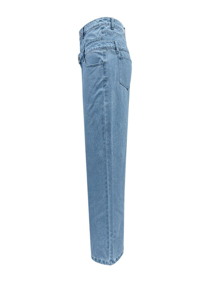 Faux Layered High Waist Jeans